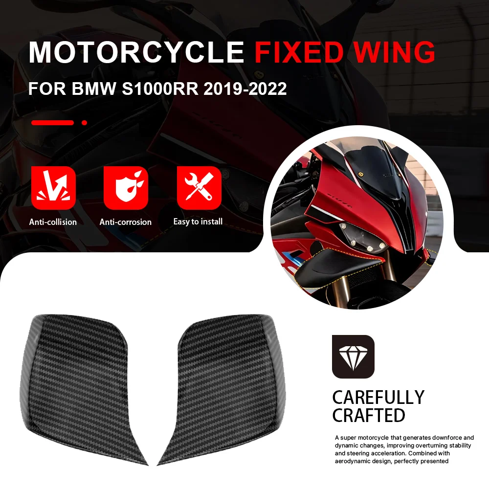 Motorcycle Fixed Wing Spoiler For BMW S1000RR 2019-2022 Front Aerodynamic Wing Side Wing Side Winglet Wing Aileron Fairing