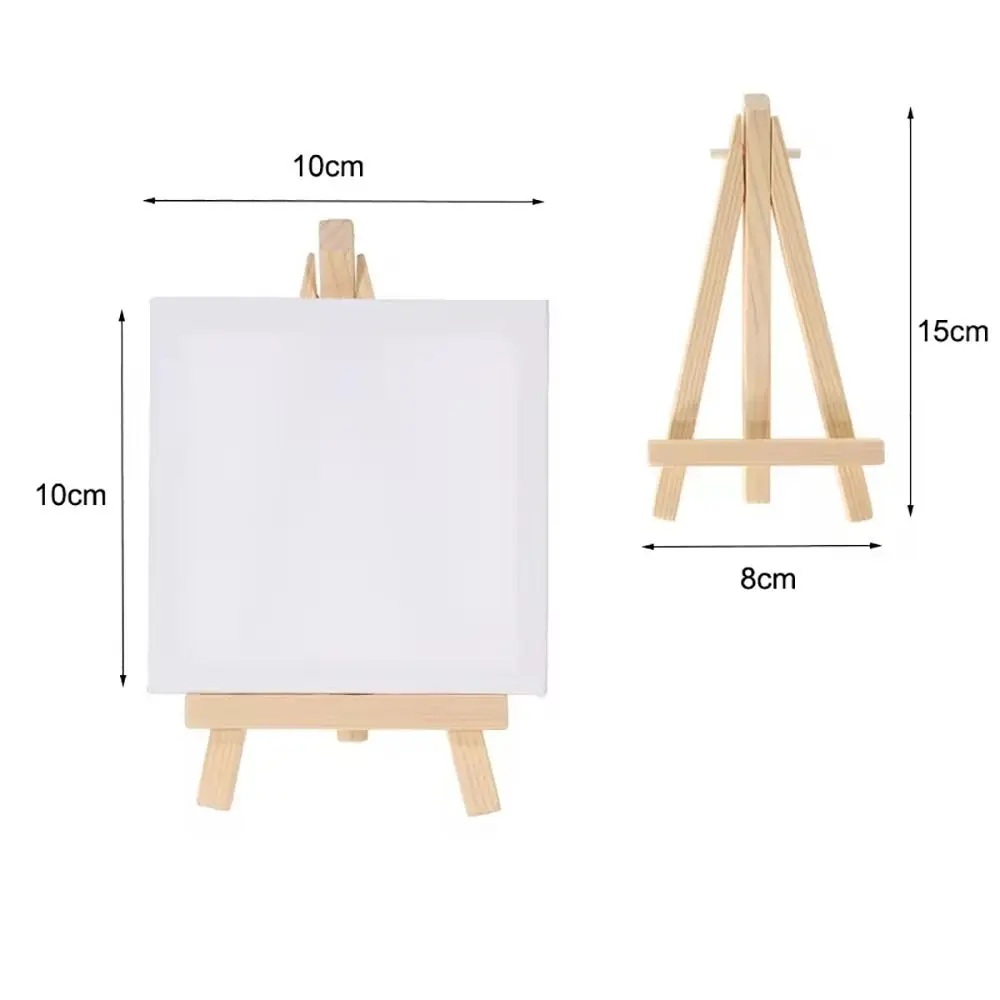 3Pcs Mini Blank Canvas Easel Set 10x10cm Small Tiny Painting Easel Multifunctional Wooden Frame Drawing Decoration Board