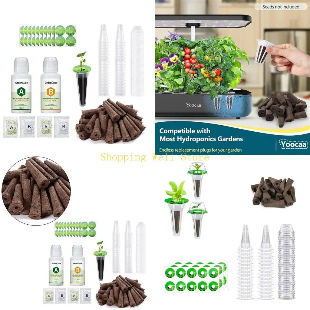 

KX4B 166pcs Pods Kits Grow Sponges Pods with Nutrients Growing System Supply