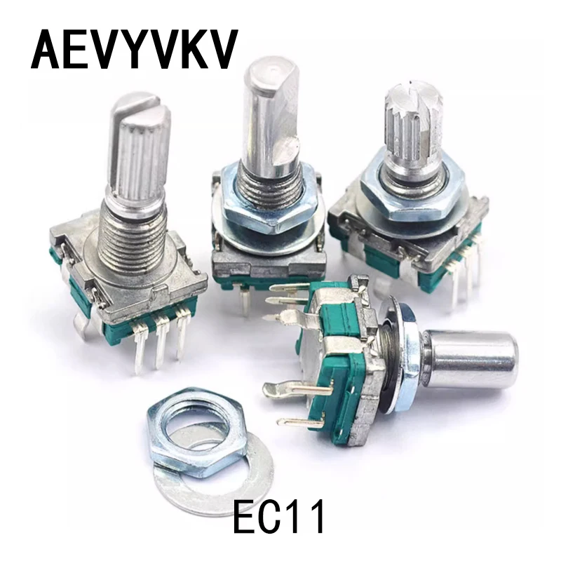 20 Position 360 Degree Rotary Encoder EC11 w Push Button 5Pin Handle Long 15/20MM With A Built In Push Button Switch