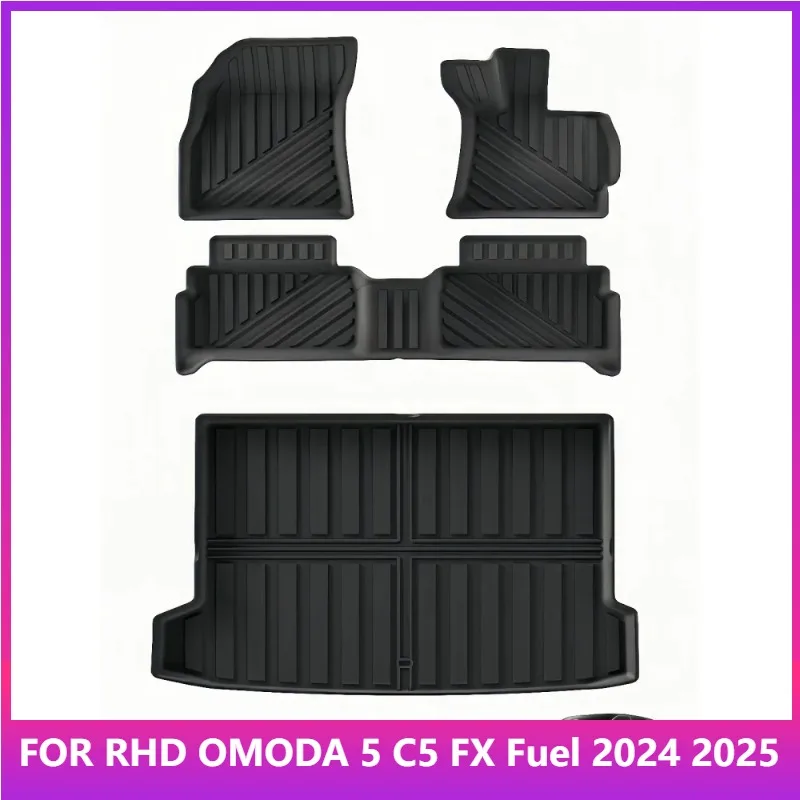 

Коврики RHD для Chery OMODA 5 C5 FX Fuel 2024 2025 Автомобильные коврики для багажника TPE 3D Коврики для ног Всепогодные черные