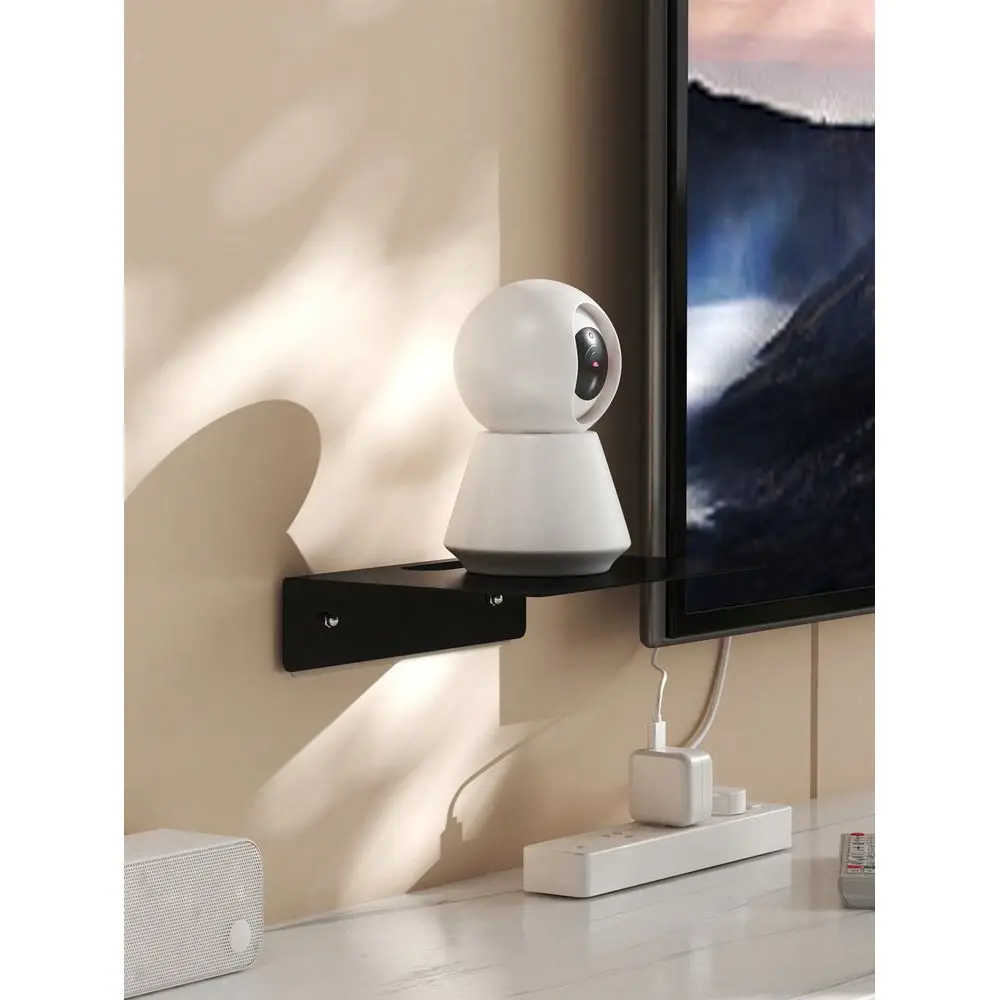Wall-Mounted No-Drill Storage Shelf, Router Holder, Monitor Organizer, Suitable For Living Room Bedroom Home Storage, Black Storage Rack, Multi-Function Organizer