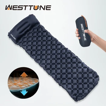 Westune 캠핑 팽창식 매트리스, 베개 포함, 초경량 야외 수면 패드, 공기 매트, 여행 하이킹 배낭여행용