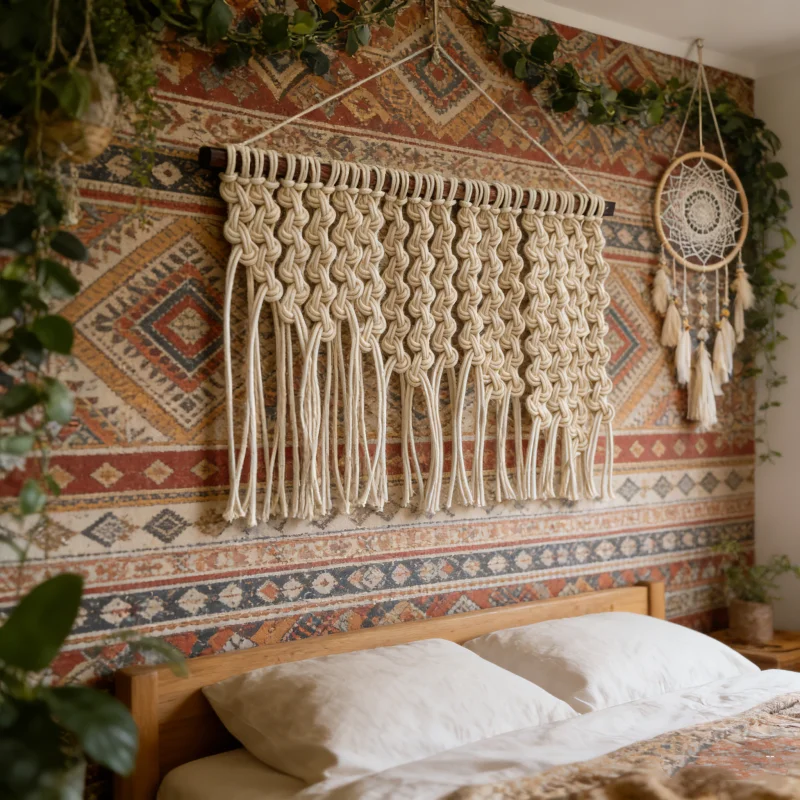 Handmade Bohemian Macrame Wall Hanging Tapestry, Large Knot Wall Art, Nordic Ins Style Boho Home Decor Wall Ornament