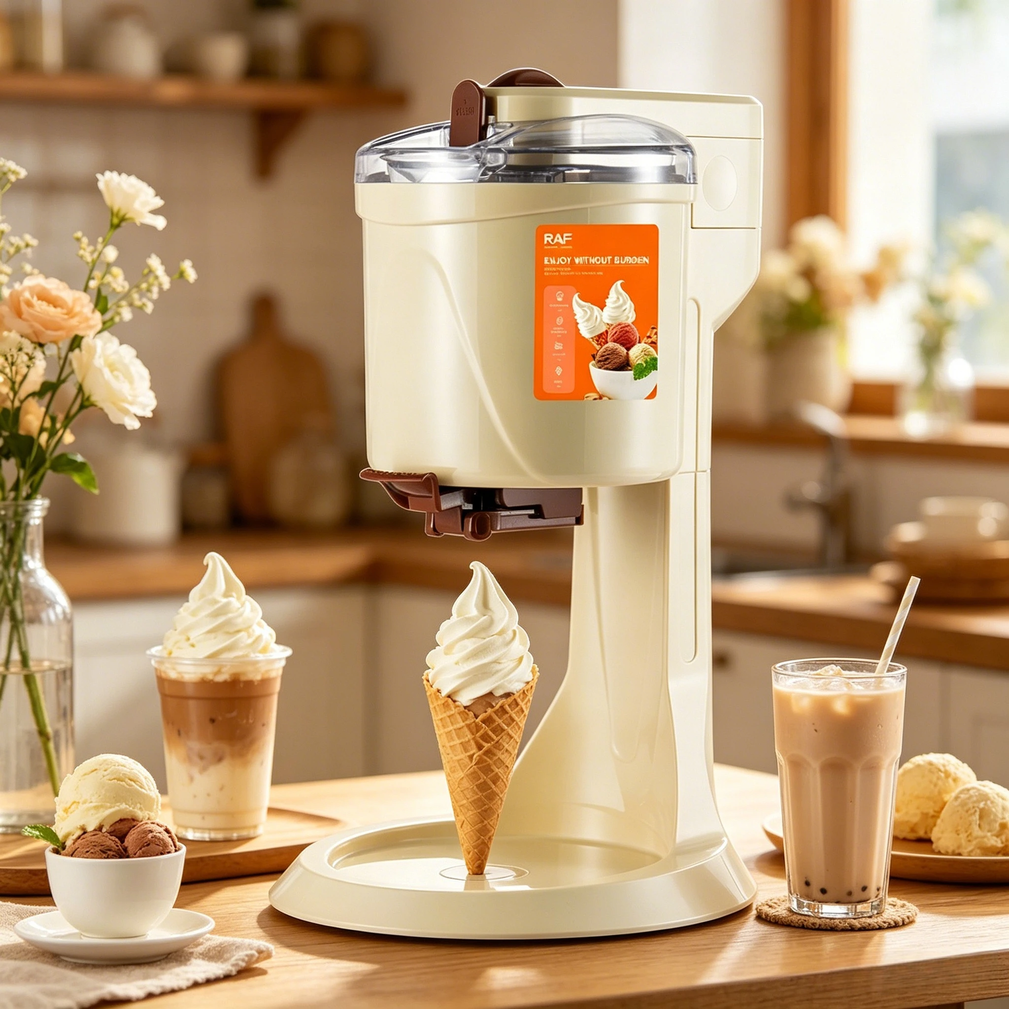 Home Kitchen Mini Multifunctional Ice Cream Maker Automatic Stirring Machine for DIY Popsicles Frozen Yogurt