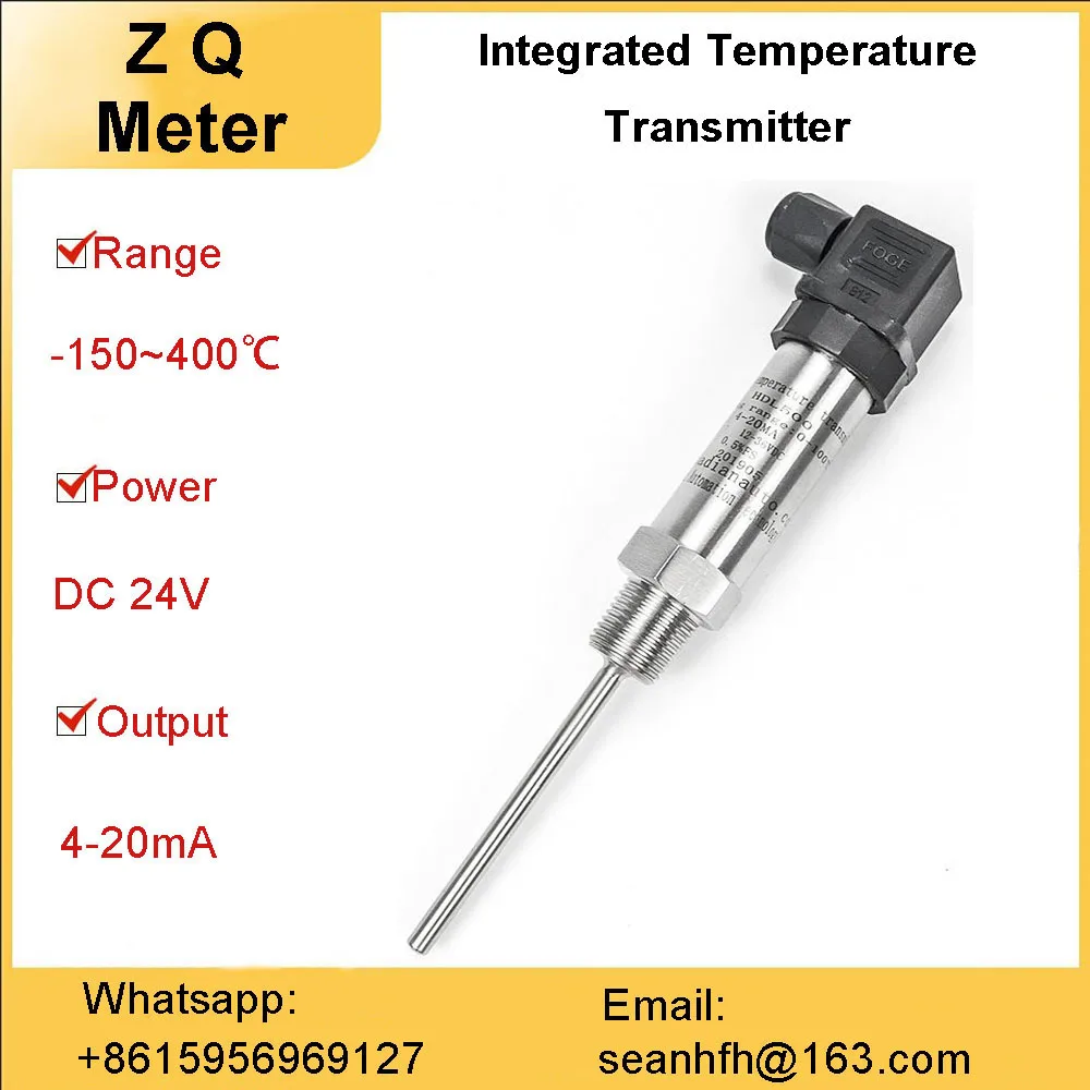 

Hersman integrated temperature sensor transmitter thermal resistance PT100 module 4-20ma digital display probe RS485/10V
