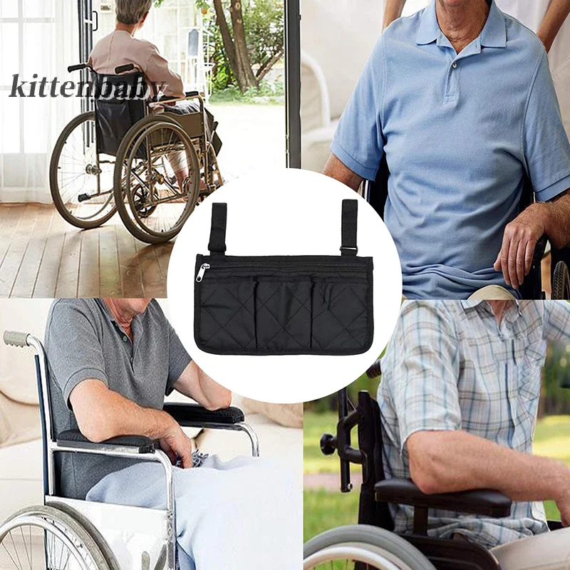 

Wheelchair Bag Waterproof Pouch With Secure Reflective Strip Large Capacity Walker Storage Multifunctional