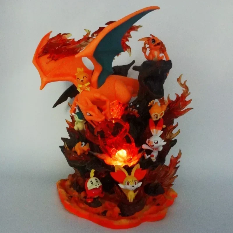 32cm Pokemon Anime Figure Charizard Charmander Torchic Grass Type Luminous Model Desktop Decoration Collection Birthday Gift Toy