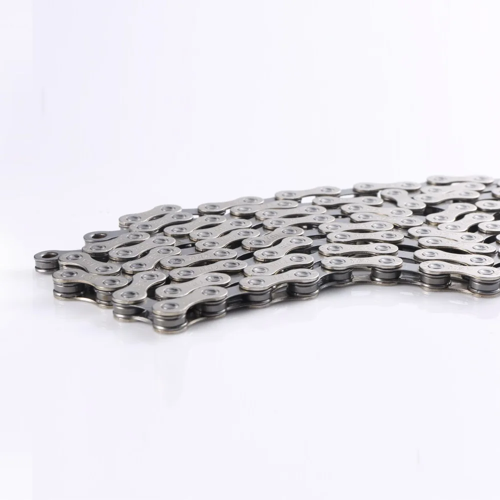 YBN Bike Chain 10/11Speed 116 Links Silver Non-hollow Smooth Titanium Coate Road MTB Bike Chain For SHIMANO