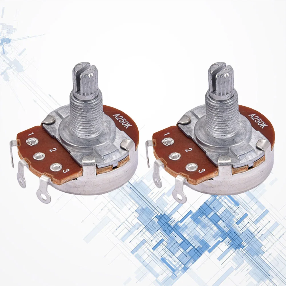

2Pcs A250k Audio Potentiometer Electric Bass Guitar Volume Tone Control Silver High Performance Professional Quality