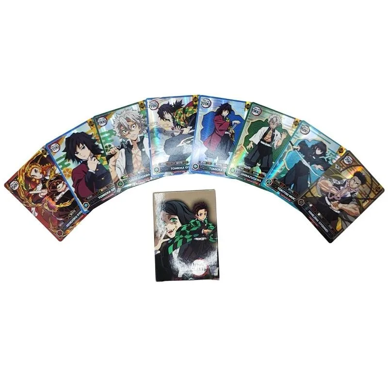 50pcs Demon Slayer Anime Card Tanjirou Zenitsu Nezuko Shinobu Giyuu Kimetsu No Yaiba Shining Cards Collection Children Toys Gift