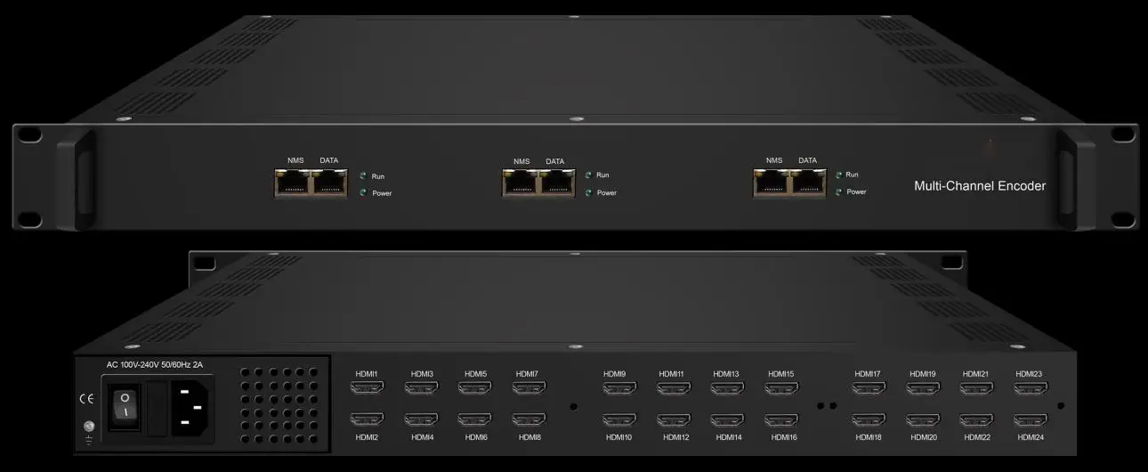Encoder jaringan NDS3228S-N Mendukung 8/16/24 input HD-MI dengan output SPTS 8/16/24 maksimal 24 input HD-MI Input HD-MI ganda