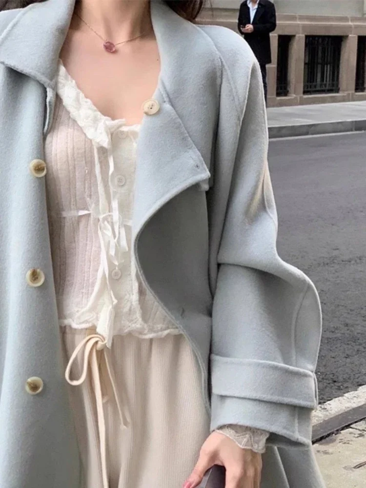 2025 New Women’s Tweed Overcoat Korean Fashion Autumn Winter Short Girl Student Daily Wear Elegant Warm Jacket