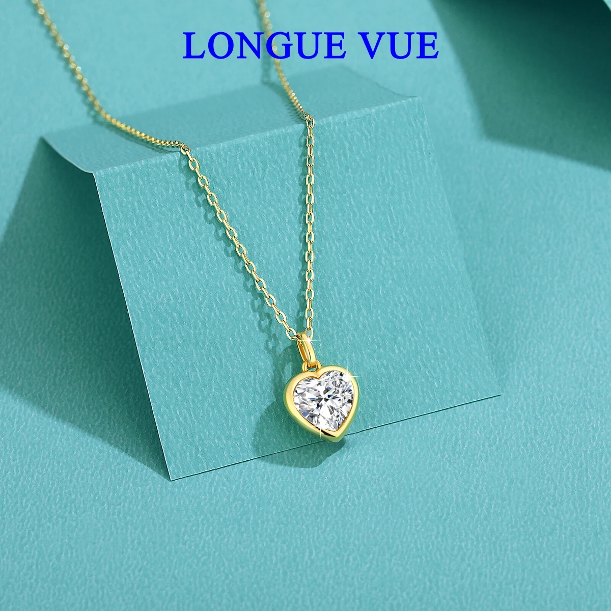 

AU585 14K Gold Filled Heart-shaped Moissanite Necklace Pendant For Women GRA Certified D VVS1 Diamond Neck Chain Wedding Jewelry