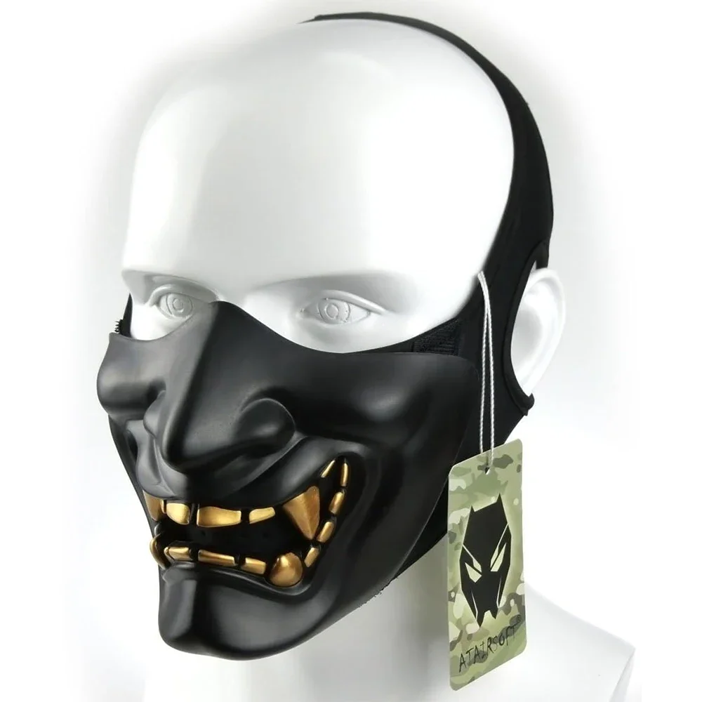 Maski na Halloween Pół-Oni Cosplay Dekoracja Samuraj Męski Pokój Impreza Kostium Twarz Japońska Maskarada Maska z Żywicy Rekwizyty Prezenty Akcesoria