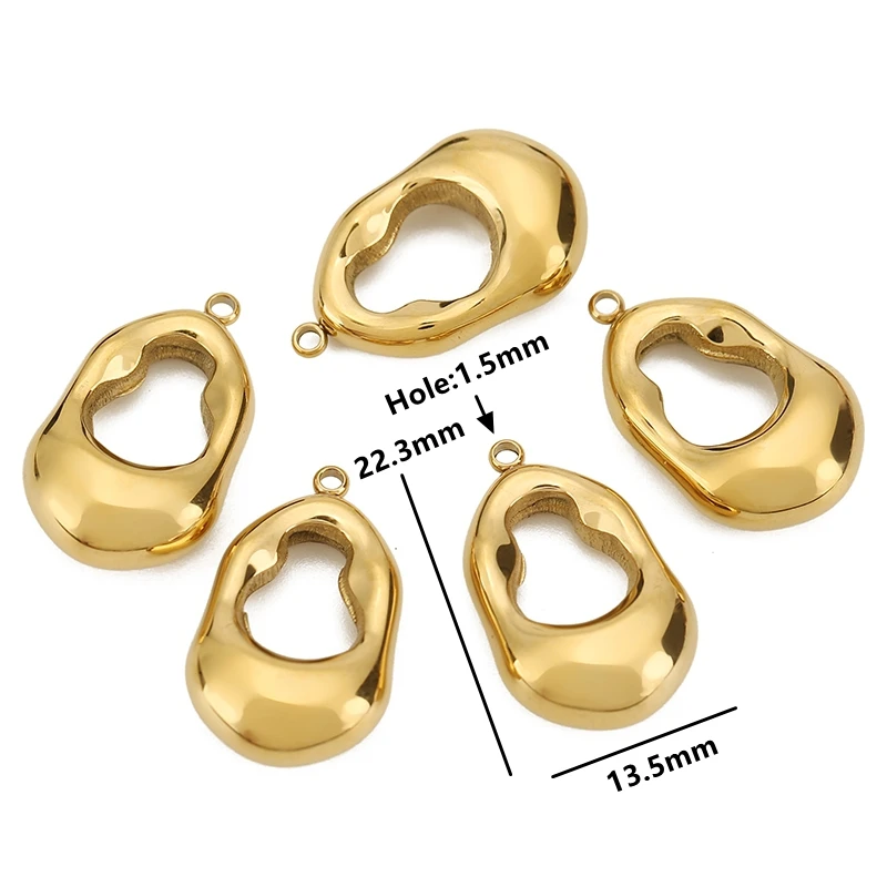 5pcs Stainless Steel Love Oval Spring Hollow Square Gold Charms Pendant for Necklace Earrings DIY Jewelry Making Supplies view 5