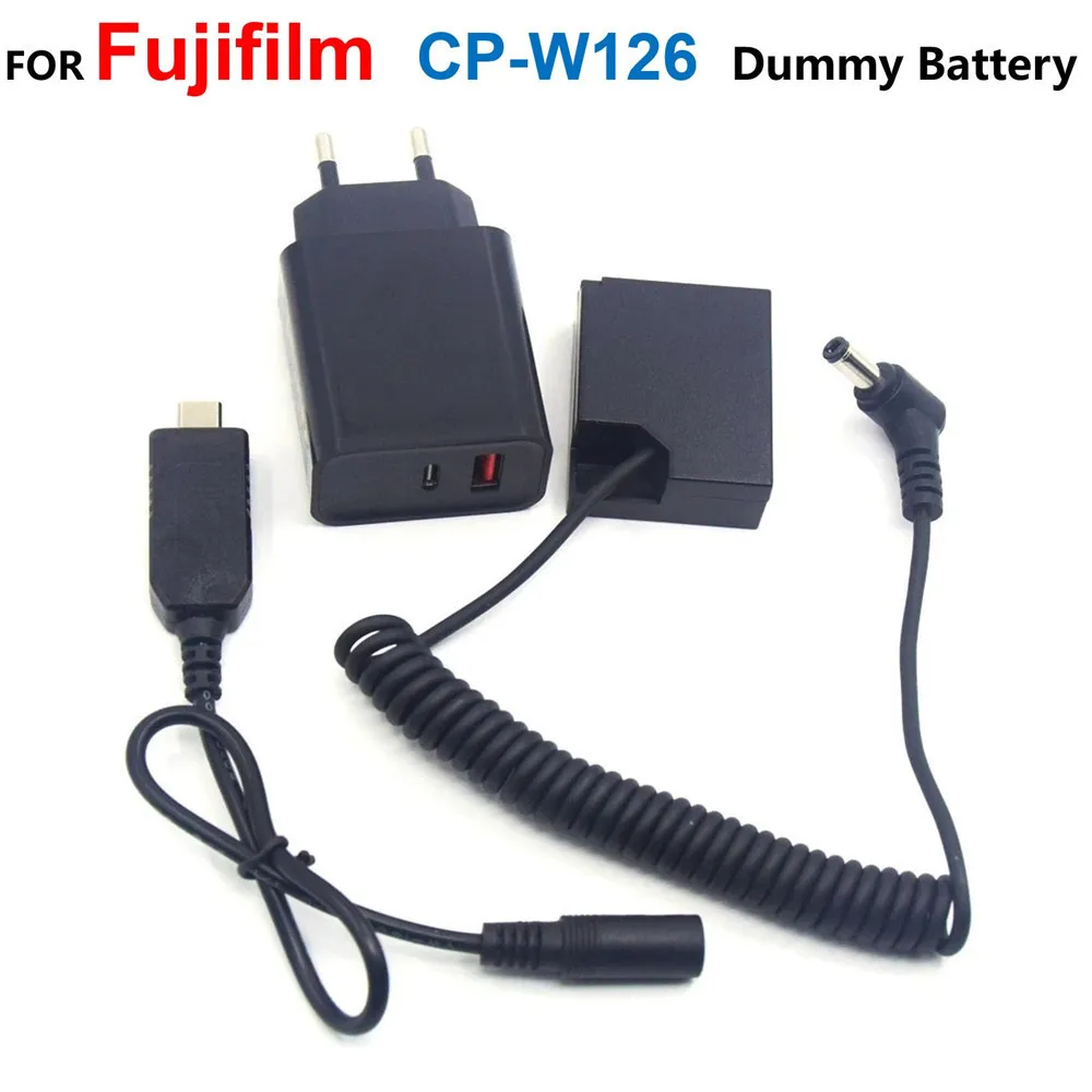 

CP-W126 NP-W126 Fake Battery+PD Charger Adapter+USB C Cable ​For Fujifilm X100V XH1 XA2 XA1 XA5 XH1 XT200 XT1 XT2 XT3 X100F