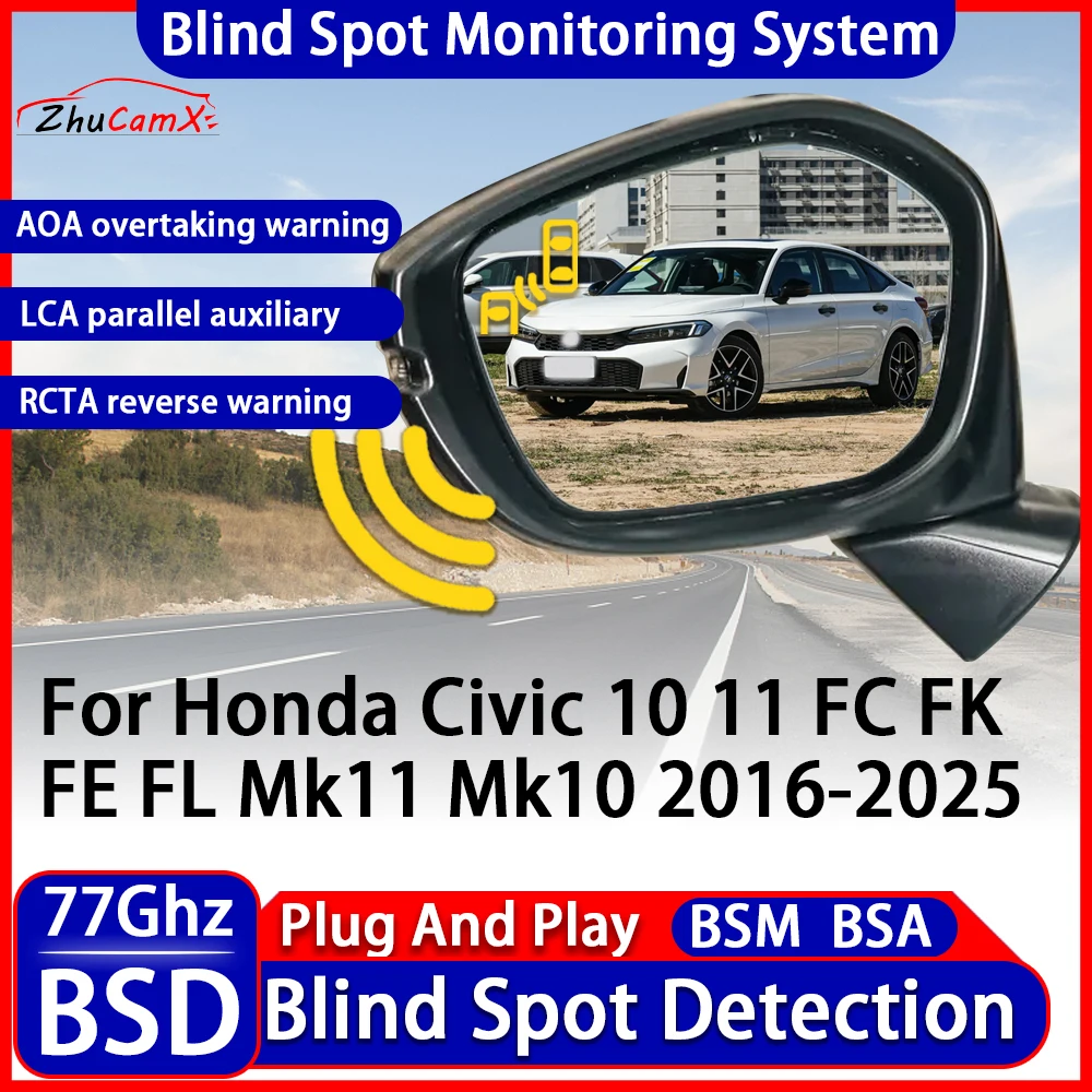 

BSD Blind Spot Detection Monitoring Warning System Change Lane Assistance For Honda Civic 10 11 FC FK FE FL Mk11 Mk10 2016-2025