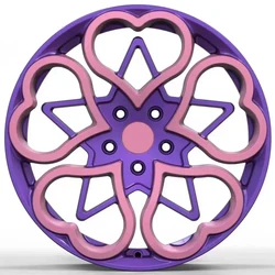 Pink and Purple in Heart Custom Cute Passenger Car Forged Alloy Wheels for Sale , 100% tested well