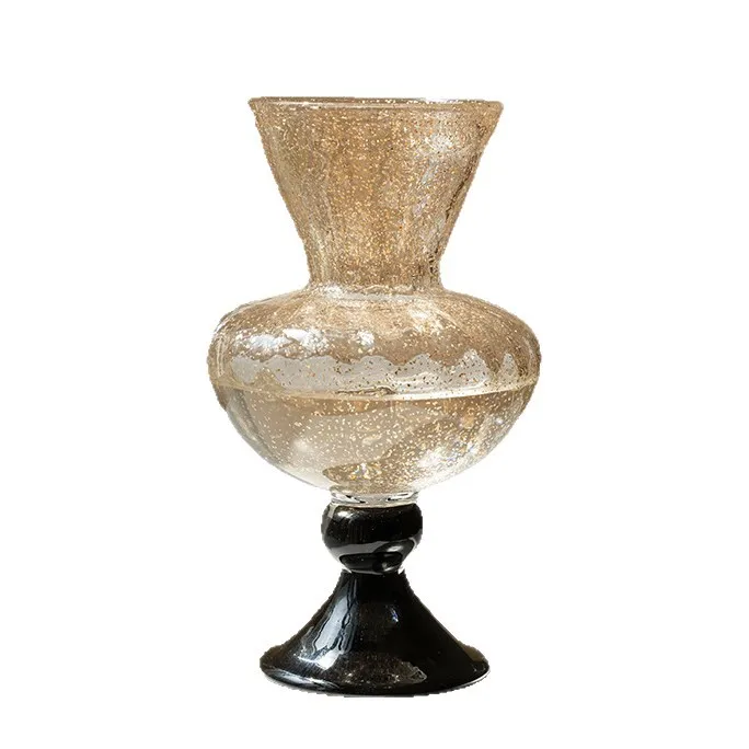 French ancient glass vase ornament, living room flower arrangement, high-end light luxury dining table decoration, water culture