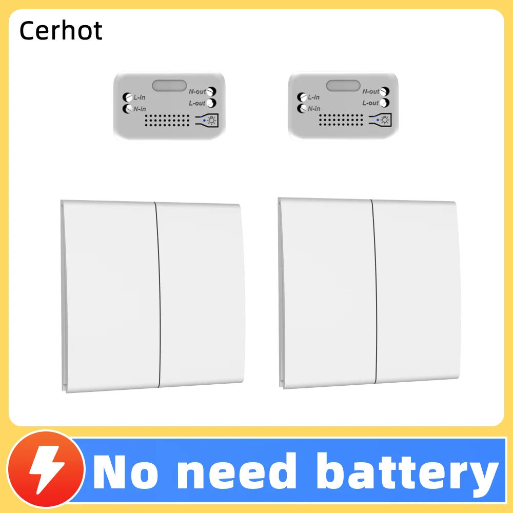 

Cerhot self powered Wireless Switch Push Button Receive On Off Relay RF Wall Light Switch No battery No wiring Led Lamp Switch