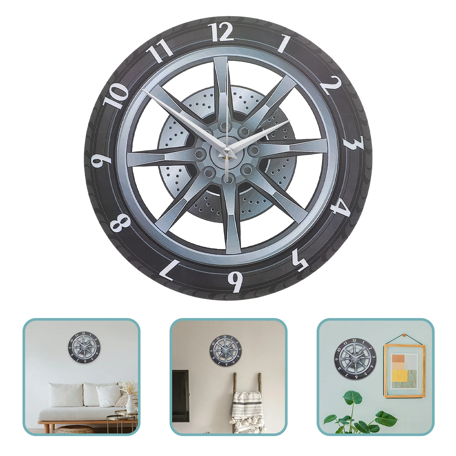 

3D Car Wheel Wall Clock Environmental Protection Acrylic Silent Modern Industrial Style Home Decor Living Room Office Room