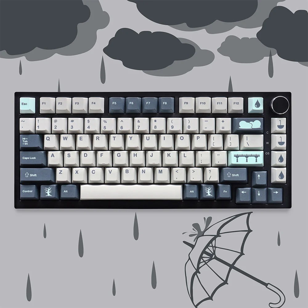 

Индивидуальные колпачки для клавиш GMK Rainy Day, сублимационная Pbt, 129 клавиш, колпачки для клавиш с вишневым профилем для механической клавиатуры 61/87/104/108 Mx Switch