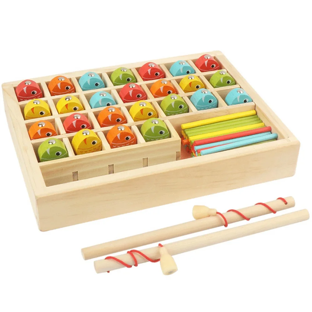 

With Numbered Wooden Magnetic Fishing Game Early Education Interactive Matching Board Game Multi-functional Learning Game