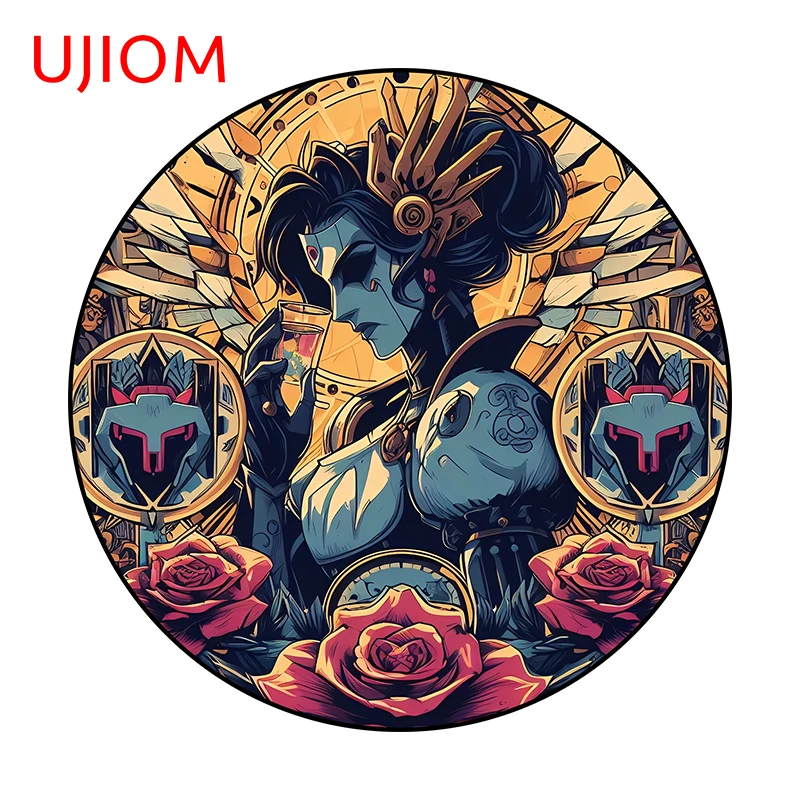 UJIOM 13cm X 13cm Cartoon Mercy Logo Overwatch Wall Stickers Personality Kids Decal Baby Nursery Room Wallpapers Home Decor