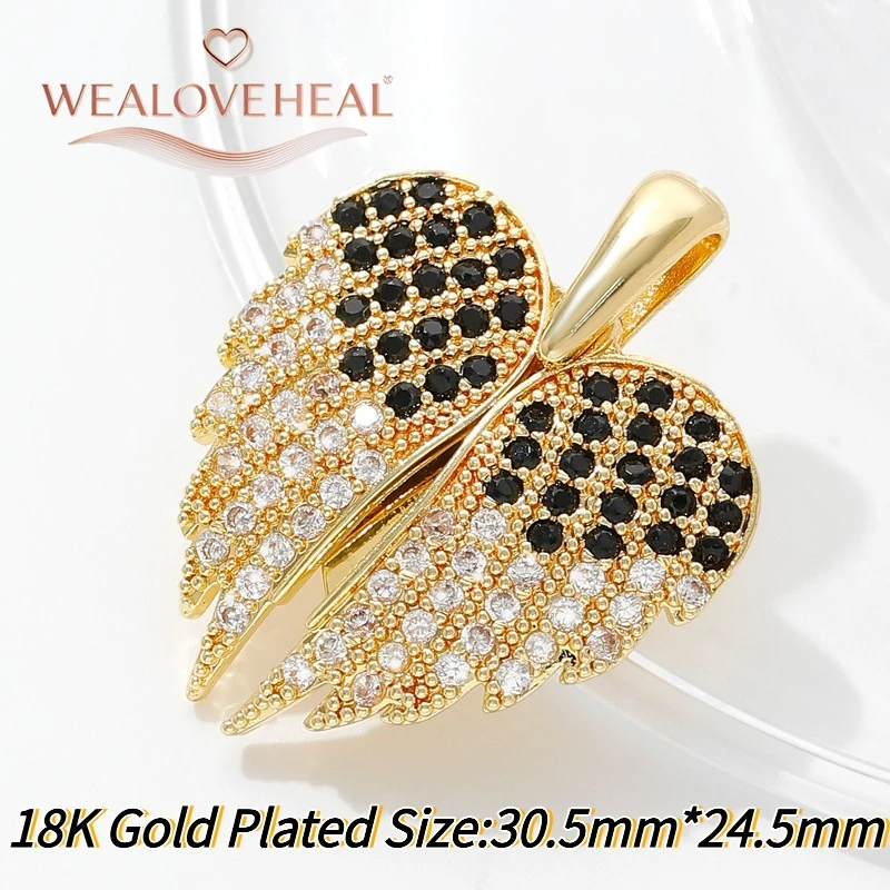 anhänger schmuckherstellung, 18K vergoldeter Messing-Anhänger mit geteiltem Herz für DIY-Schmuckherstellung, Pavé-CZ-Anhänger mit zerbrochenem Herz und Flügeln, DIY-Halskettenzubehör – Detail 26