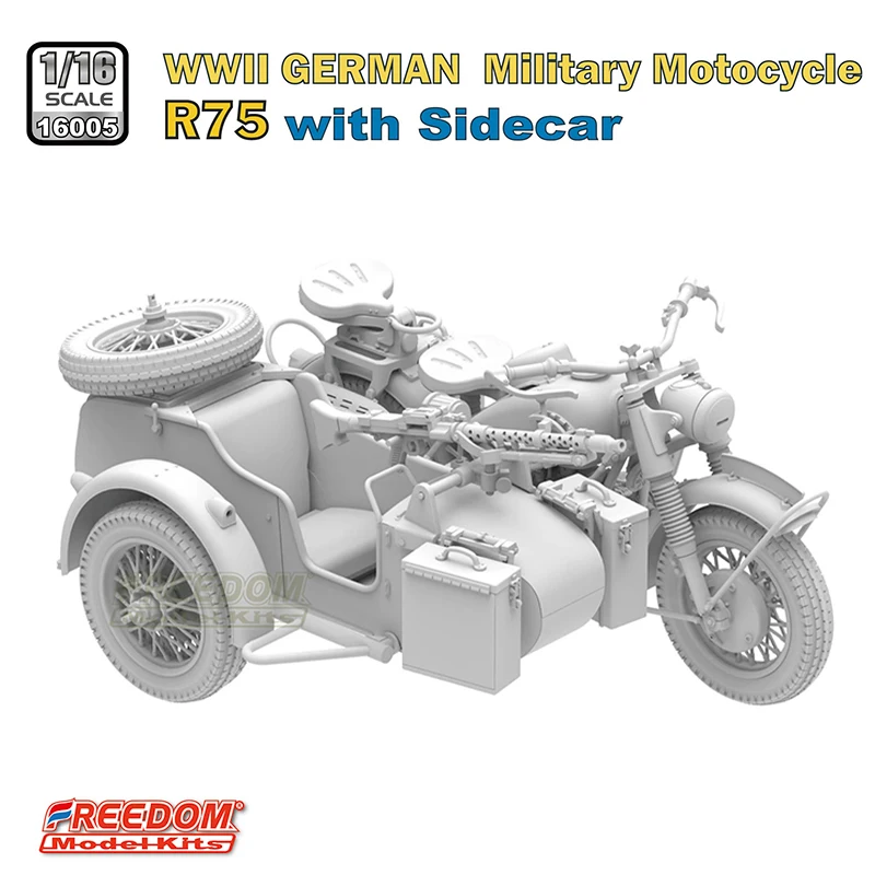 Freedom  Assembly Model Kit 16005SP World War II German Military Motorcycle+Motorcycle Rider Set Version 1/16