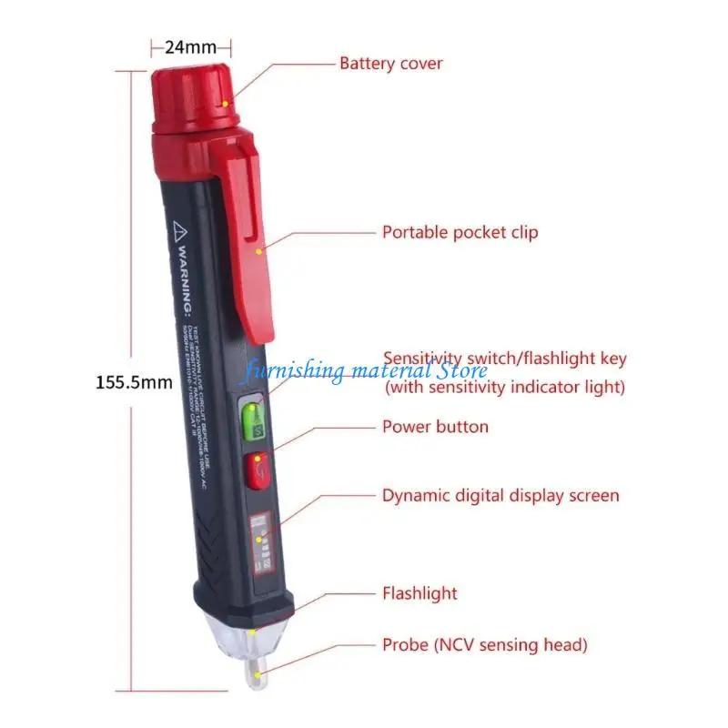 

Y5GD Electric Tester Pen Electroprobe Non Contact Tester Detector Test Pen Buzzer Alarm with LED Flashlight
