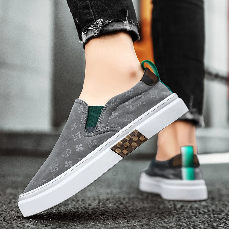 Männer Casual Luxus Druck Schuhe Bequeme Outdoor Schuhe Dicken Boden Slip-On Schuh Trainer Skate Wohnungen Walking Turnschuhe 39-44