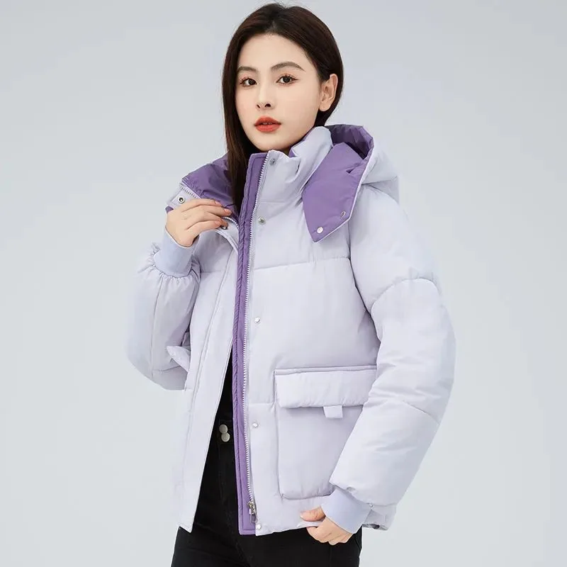 เสื้อแจ็คเก็ตผ้าฝ้ายบุนวมสำหรับผู้หญิงแฟชั่นใหม่, เสื้อแจ็คเก็ตฤดูหนาวแบบอบอุ่น, เสื้อผ้าฝ้ายแบบมีฮู้ดถอดได้สไตล์เกาหลีสำหรับผู้หญิง
