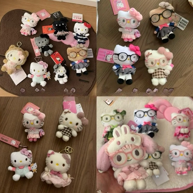 

Sanrio Hello Kitty Keychain Cute Cartoon Bag Pendant Plush Doll Charms Car Key Ring Backpack Accessories Women Girl Gifts