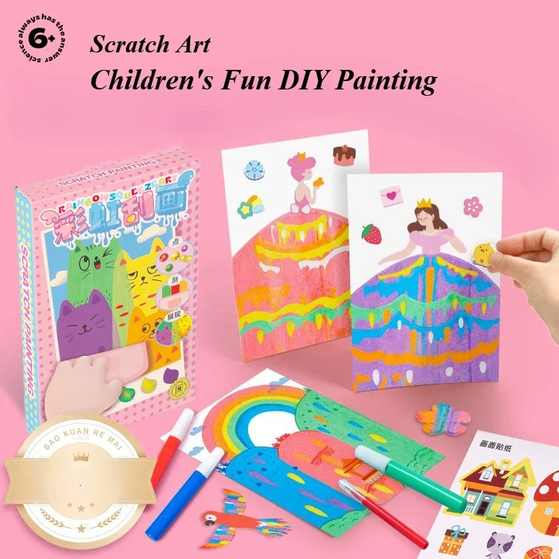 Scratch Off Foto's Regenboog Schilderij Set Kleur Kinderen DIY Kunstwerk Ansichtkaarten Kinderen Jongens Meisjes Leuk Ambachtelijk Tekenspeelgoed