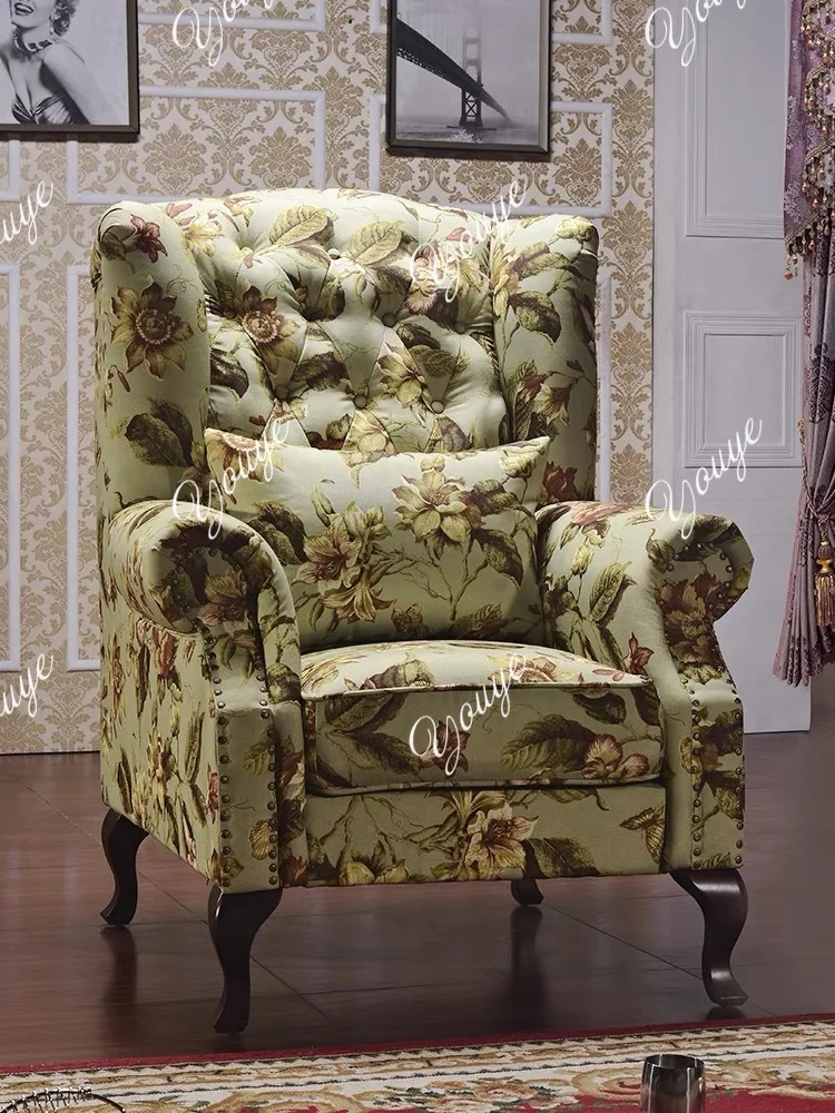 

American country fabric single chair pastoral light luxury retro living room high backrest sofa fashion