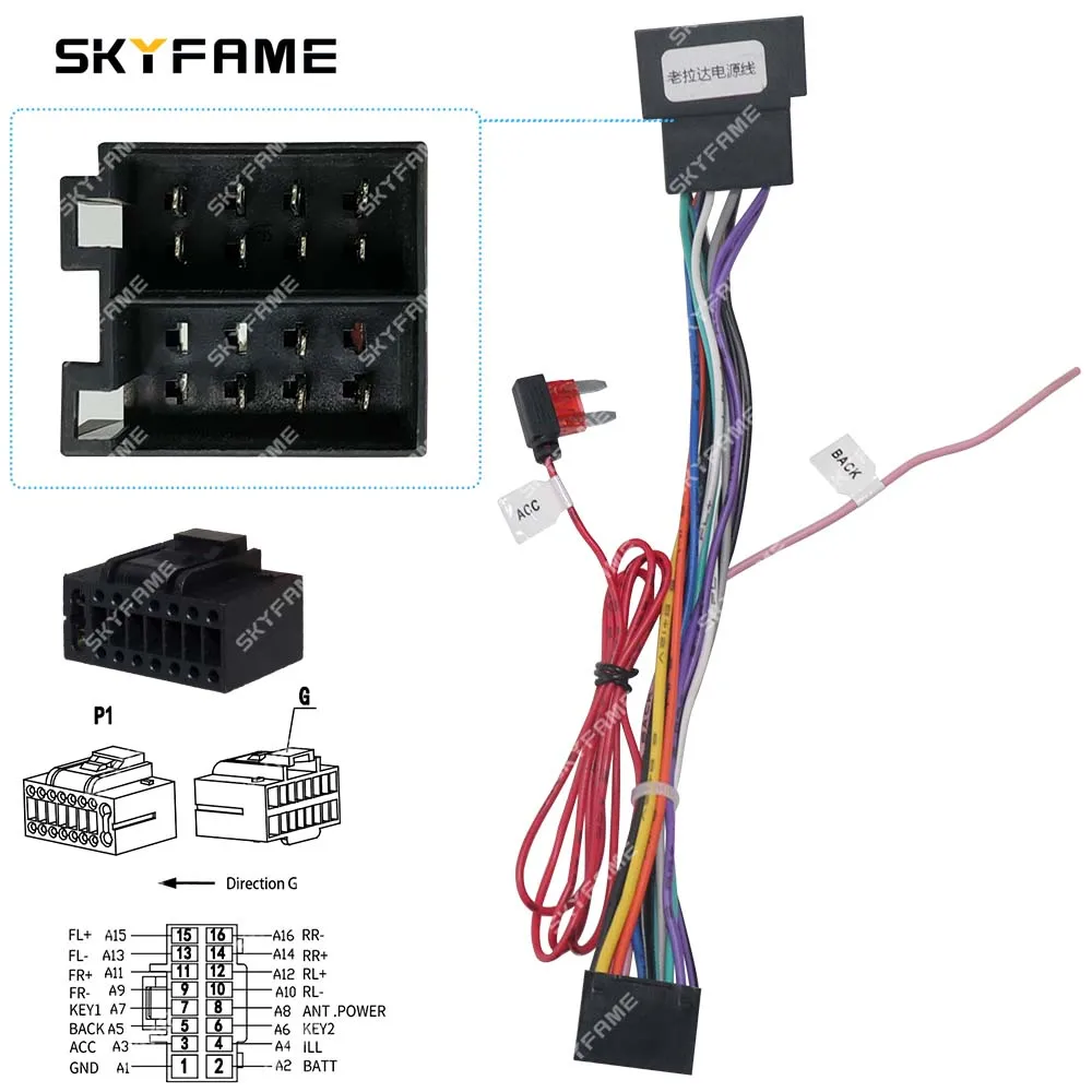 SKYFAME Car 16pin Wiring Harness Adapter Decode Android Radio Power Cabler For Lada