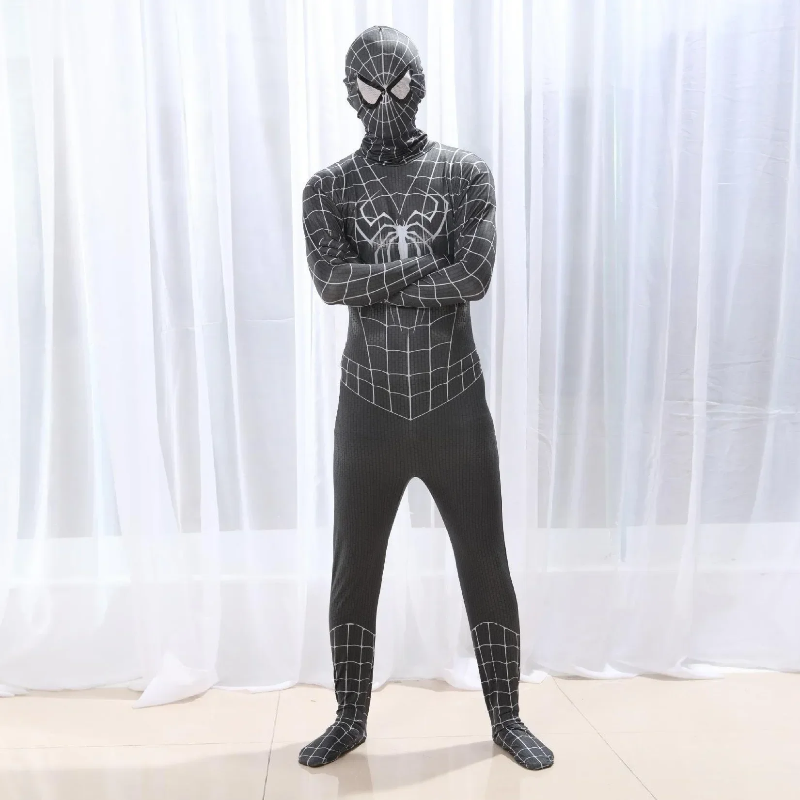 أسود مذهل العنكبوت تأثيري حلي Zentai سبايدرمان زي خارقة Catsuit دنة دعوى هالوين هدايا الأطفال