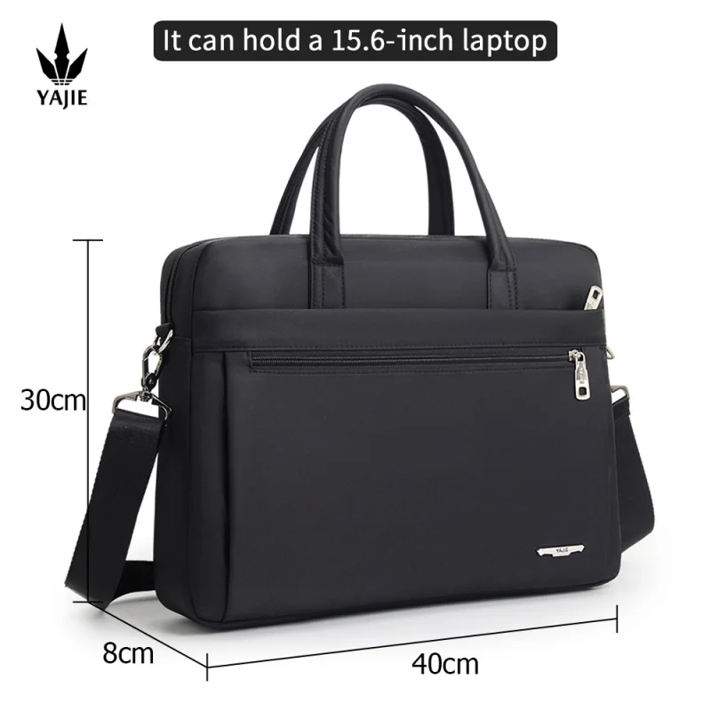 Large Briefcases For Men Canvas Tote Bag Laptop Case 15.6 Inch Waterproof Work Bags Business Mens Bag Shoulder Bag Office Black