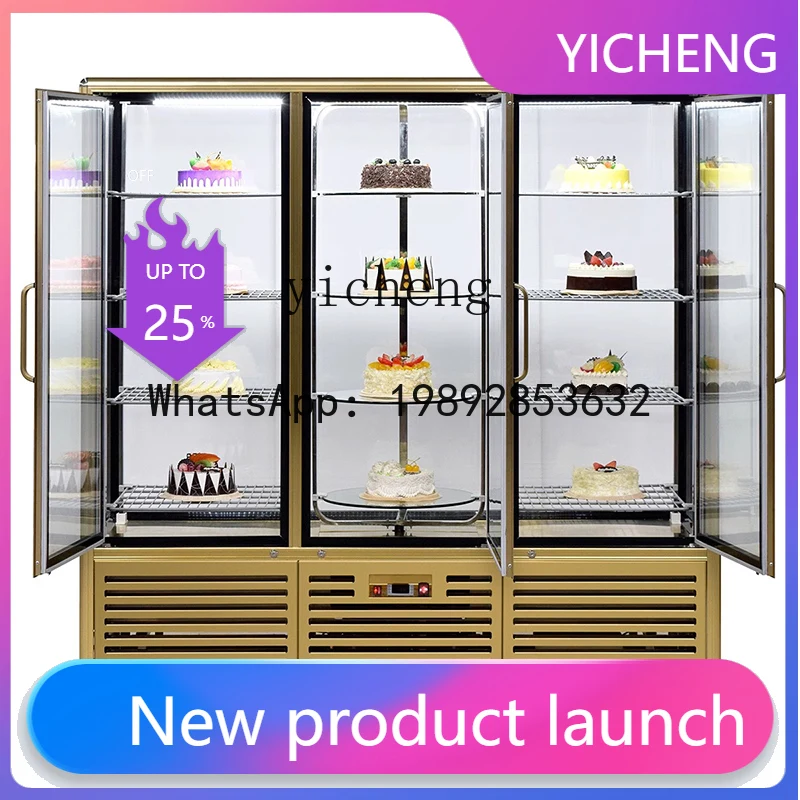 

Z1 Vertical Multi-layer Rotating Cake Display Cabinet Four-sided Glass Cabinet Western Pastry Bread Fresh-keeping Cabinet
