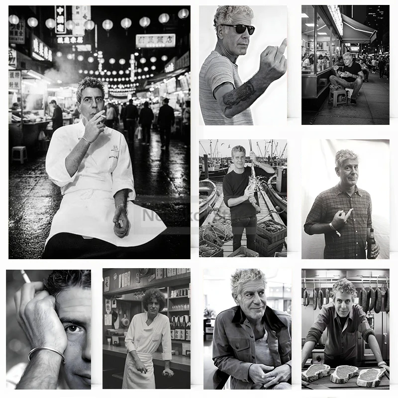 Black and White Cooking Poster Anthony Bourdain Photography Prints Canvas Painting Wall Art Pictures Home Room Retro Decoration