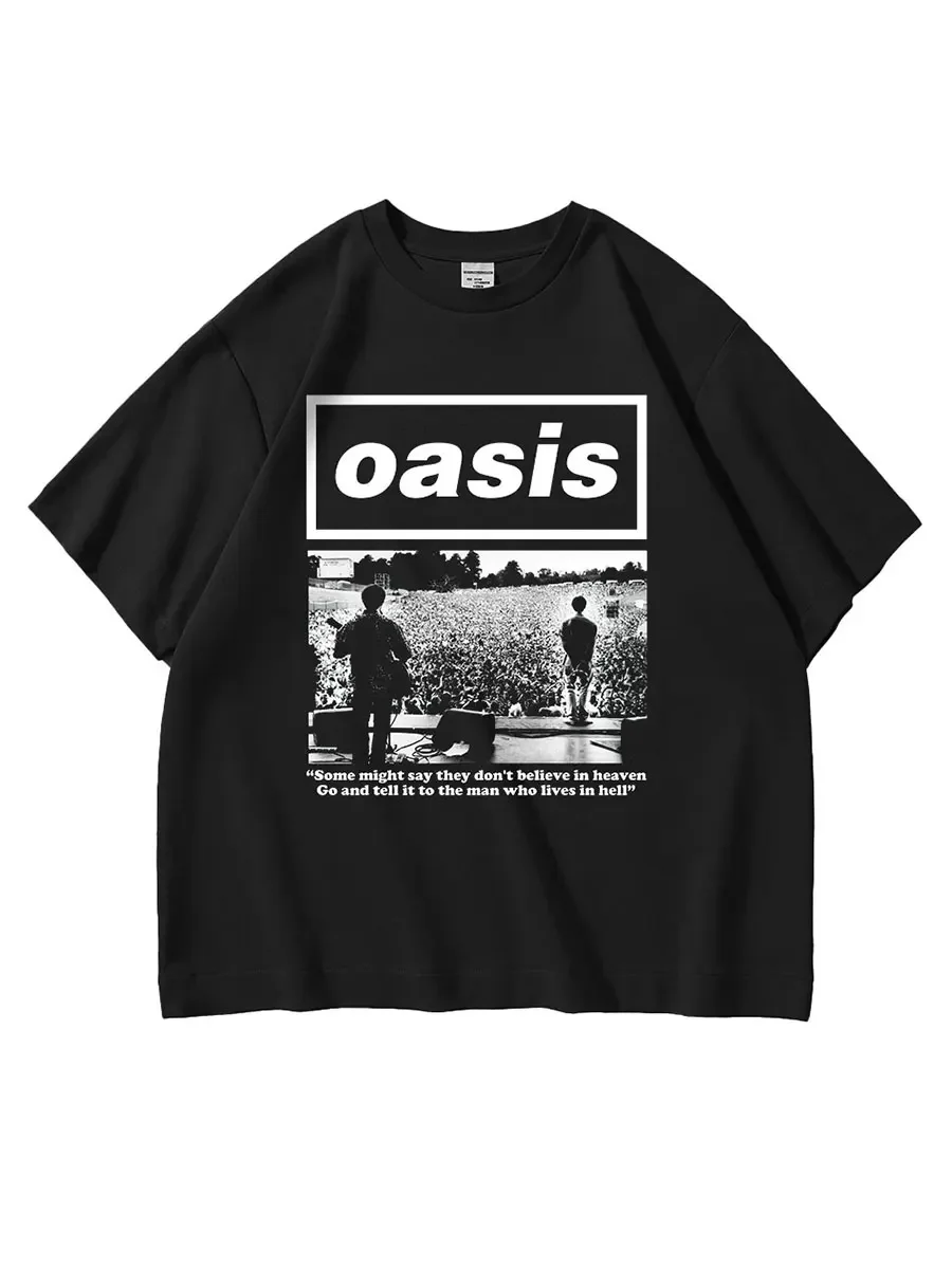 Oasis t shirt British Wall of Wonders Heavy American Five-quarter Sleeve To Do Old Baggy T-shirt Man