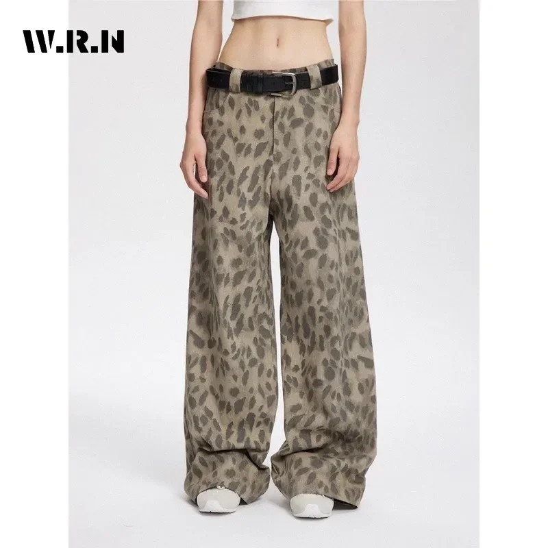 Women's Y2K Baggy 2000s Denim Pants Washed Vintage Casual Classic Emo Grunge Trouser High Street Retro Leopard Trashy Jeans