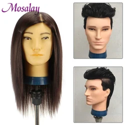 Cabeza de maniquí masculino de alta calidad, pelo sintético, barba para peluqueros, salón de peluquería, cabezales de entrenamiento para cortar, 100%
