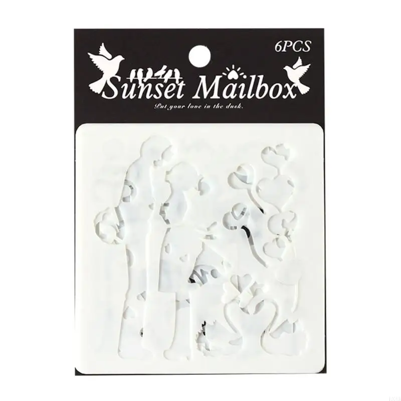 LXAA 6 PCS قوالب رسم القلب للحيوانات الأليفة الإستنسل الفن والطين الحرفي لأنشطة الفصول الدراسية وصياغة