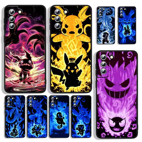 Pokemon Pikachu Cool Phone Case For Samsung Galaxy S22 S21 S20 FE Ultra S10e S10 S9 S8 S7 Lite Plus Edge Black Funda Cover