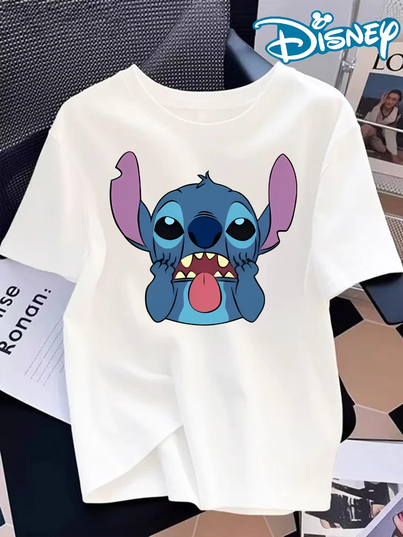 

Stitch Cartoon Pattern Short Sleeved Shirt Suitable for All Seasons, Machine Washable