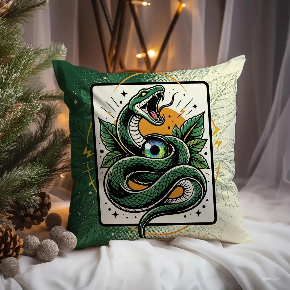Mystic Serpent Cushion Cover Premium Comfort Reversible Pillow Cove -Two in One Design for Any Room & Car Interior