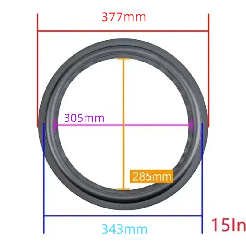 GHXAMP 15 inch 377mm Speaker Rubber Edge Suspension Subwoofer Surround Side Speaker Repair Parts 1Pairs